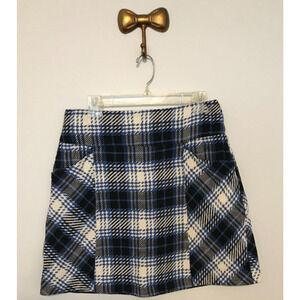 Anthropologie Blue and White Plaid Mini Skirt